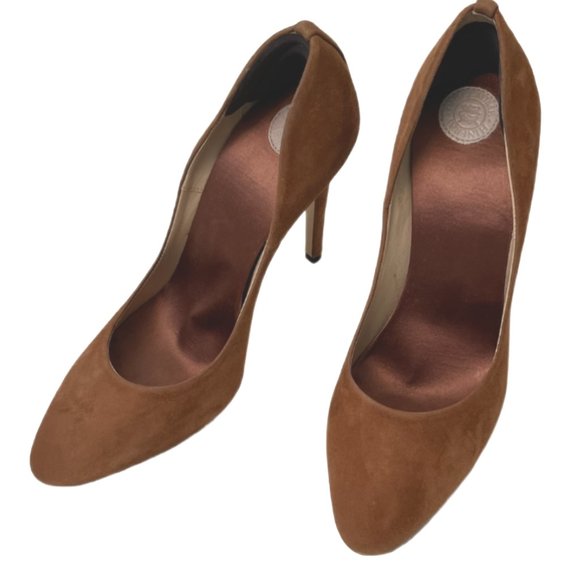 Guillaume Hinfray Shoes - Caramel Guillaume Hinfray suede 4.25" heel pumps  Size 38.5 (US Size *)